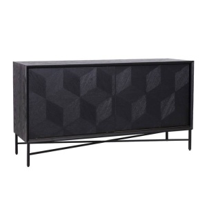 COMODA BLAX, 160 CM, NEAGRA, DIN FURNIR DE STEJAR SI METAL, STIL MODERN, B2 - Img 3
