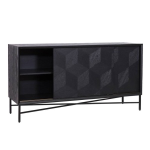 COMODA BLAX, 160 CM, NEAGRA, DIN FURNIR DE STEJAR SI METAL, STIL MODERN, B2 - Img 6