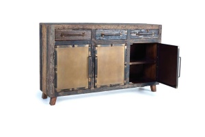 COMODA/BUFET 150CM, 3 USI SI 3 SERTARE, DIN LEMN RECICLAT, GINER Y COLOMER - Img 3