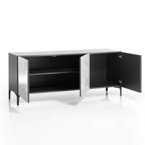 COMODA/BUFET 165CM, KIM ALABASTRU, COD 4970, STIL MODERN, REALIZATA DIN METAL SI PANOURI ECO - Img 2
