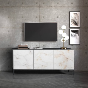 COMODA/BUFET 165CM, KIM ALABASTRU, COD 4970, STIL MODERN, REALIZATA DIN METAL SI PANOURI ECO - Img 4