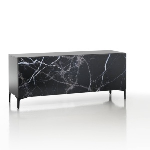 COMODA/BUFET 165CM, KIM BLACK, COD 4969, STIL MODERN, REALIZATA DIN METAL SI PANOURI ECO - Img 1