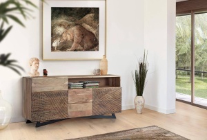 COMODA/BUFET KAMIL 160CM, DIN LEMN DE ACACIA/METAL, 2 USI GINER Y COLOMER