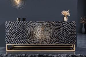 COMODA/BUFET LIVING, ILLUSION 177CM, LEMN DE MANGO, NEGRU/AURIU, ARTIM GROUP SELECTION