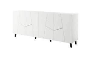 COMODA, CAMA-ETNA-KOM-BI/BI 200CM, DIN PLACI LAMINATE SI MDF, ALB MAT, DESIGN MODERN - Img 3