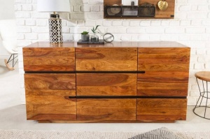 COMODA DIN LEMN MASIV, FIRE&EARTH 160CM, COD 38113, DESIGN VINTAGE/INDUSTRIAL