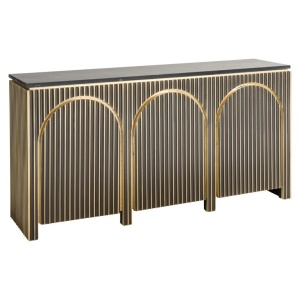 COMODA LES ARCS, 160 CM, NEGRU/AURIU MAT, DIN MDF, MARMURA SI METAL, RICHMOND INTERIORS