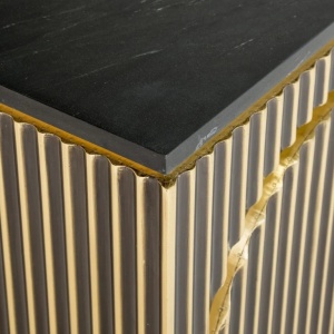 COMODA LES ARCS, 160 CM, NEGRU/AURIU MAT, DIN MDF, MARMURA SI METAL, RICHMOND INTERIORS - Img 5