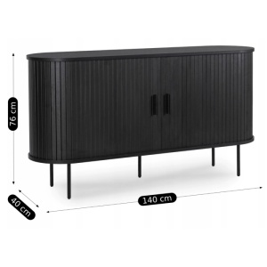 COMODA LIVING 140CM, ARTIM MEBLE, CU 2 USI GLISANTE SI SERTARE, REALIZATA DIN MDF, CULOARE NUC, STIL MODERN - Img 7