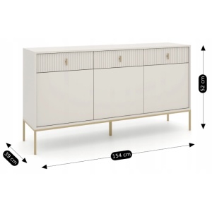COMODA LIVING 155CM, ARTIM MEBLE, CU 3 USI, REALIZATA DIN MDF, CULOARE BEJ/AURIU, STIL MODERN - Img 5