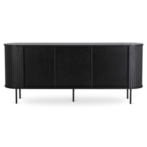 COMODA LIVING 180CM, ARTIM MEBLE, CU 2 USI SI SERTARE, REALIZAT DIN MDF SI METAL, CULOARE NEAGRA, STIL MODERN - Img 5