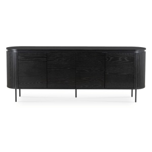 COMODA LIVING 200CM, ARTIM MEBLE, CU 4 USI, REALIZAT DIN MDF SI METAL, CULOARE NEGRU, STIL MODERN - Img 5