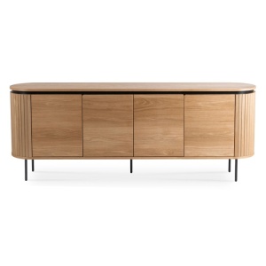 COMODA LIVING, ARTIM MEBLE, CU 4 USI, REALIZAT DIN MDF SI METAL, CULOARE NEGRU/STEJAR, STIL MODERN - Img 4