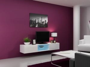 COMODA LIVING CU LED RTV VIGO 180 ALB DESIGN MODERN CM