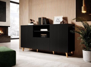 COMODA LIVING, PAFOS-KOM-150-CZ/CZ, 150CM, PLACA LAMINATA, MDF SI PLASTIC, STIL MODERN, CAMA - Img 2