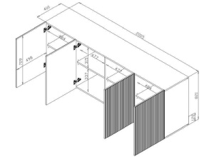 COMODA LIVING, PAFOS-KOM-200-BI/BI, 200CM, PLACA LAMINATA, MDF SI PLASTIC, STIL MODERN, CAMA