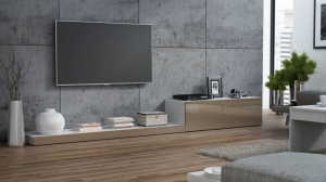 COMODA LIVING RTV LIFE ALB/CAFENIU DESIGN MODERN CM