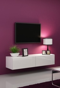COMODA LIVING RTV VIGO 140 MINI ALB DESIGN MODERN CM