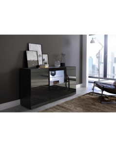 COMODA NEAGRA CU LED SI TELECOMANDA VENICE - DESIGN MODERN