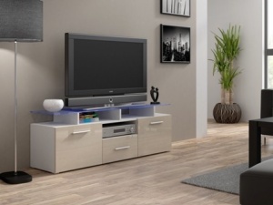 COMODA RTV CU LED EVORA ALB/CREM DESIGN MODERN CM