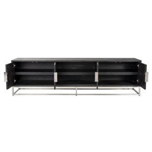 COMODA TV BLACKBONE, 200 CM, NEGRU/CROM, DIN FURNIR DE STEJAR SI METAL, RICHMOND INTERIORS - Img 4