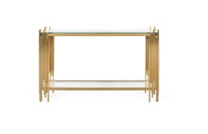 CONSOLA 130CM, AURIE, DIN STICLA TRANSPARENTA SI METAL, STIL ELEGANT