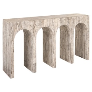 CONSOLA LA RAGUE GRI NATURAL, 8682, CONFECTIONATA DIN TRAVERTIN SI FIBRA DE STICLA, STIL MODERN
