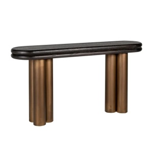 CONSOLA MACARON NEGRU RUSTIC, 7710, CONFECTIONATA DIN METAL SI LEMN DE STEJAR, STIL MODERN