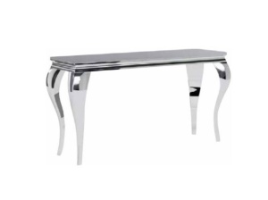CONSOLA PRINCE C, 120 CM, NEGRU/CROM, BLAT DIN STICLA SECURIZATA SI CADRU DIN METAL, STIL MODERN - Img 1