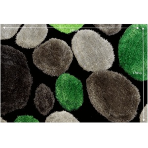 Covor 170x240 cm, verde/gri/negru, PEBBLE TYP 1, 0000201381
