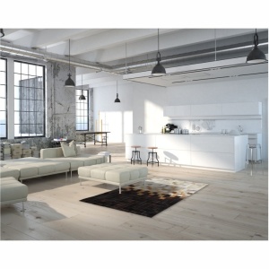 Covor de lux din piele, alb/maro/negru, patchwork, 70x140, PIELE DE VITĂ TYP 7, 0000188474