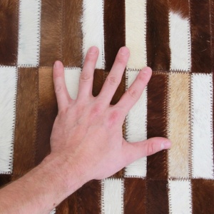 Covor de lux din piele, maro/alb, patchwork, 141x200, PIELE DE VITĂ TIP 5, 0000188859 - Img 5