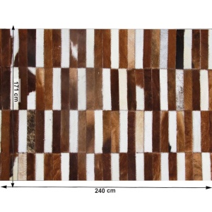 Covor de lux din piele, maro/alb, patchwork, 171x240, PIELE DE VITĂ TIP 5, 0000188858 - Img 5
