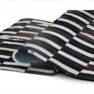 Covor de lux din piele, maro/negru/alb, patchwork, 171x240, PIELE DE VITĂ TIP 6, 0000188855 - Img 3