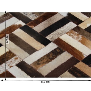 Covor de lux din piele, maro/negru/bej, patchwork, 70x140 , PIELE DE VITĂ TIP 2, 0000188800 - Img 7
