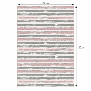 Covor, roz/gri/alb, 67x120, KARAN, 0000267959