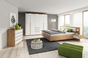 DULAP DORMITOR CU LED XELO 230 ALB/STEJAR AURIU DESIGN SCANDINAV LSK