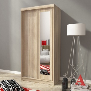 DULAP DORMITOR CU OGLINDA ALASKA 100 STEJAR SONOMA DESIGN MODERN PSK