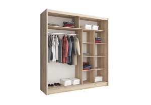 DULAP DORMITOR WIKI V B 200 ALB/NEGRU DESIGN MODERN PSK - Img 2