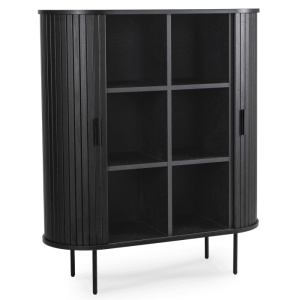 DULAP LIVING, ARTIM MEBLE,100CM, CU 2 USI GLISANTE, REALIZAT DIN MDF SI METAL, CULOARE NEAGRA, STIL MODERN - Img 3