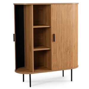 DULAP LIVING, ARTIM MEBLE, CU 2 USI GLISANTE, REALIZAT DIN MDF SI METAL, CULOARE STEJAR, STIL MODERN - Img 4