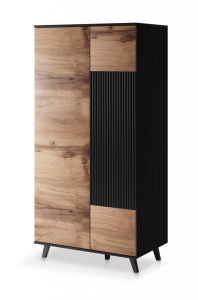 DULAP RANDOM S-1, 182X90 CM, STEJAR WOTAN/NEGRU, DIN MDF FURNIRUIT, POLIPROPILENA SI METAL, STIL MODERN - Img 2