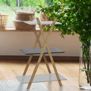 ETAJERA HARUN BBP-44, GRI/ALB, DIN MDF/BAMBUS, STIL MODERN, TK - Img 1
