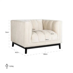 FOTOLIU CONFORTABIL BEAUDY, ALB/NEGRU, TAPITERIE CHENILLE SI PICIOARE DIN LEMN, STIL MODERN, RICHMOND INTERIORS - Img 3