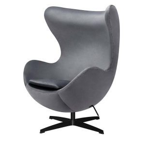FOTOLIU CONFORTABIL EGG CLASSIC VELVET, GRI INCHIS/NEGRU, DIN CATIFEA SI METAL, STIL MODERN B2