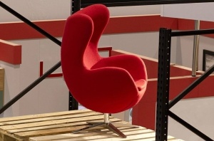 FOTOLIU CONFORTABIL EGG SZEROKI, ROSU 1/CROM, DIN CASMIR SI METAL, STIL MODERN - Img 2
