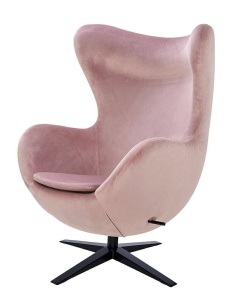 FOTOLIU CONFORTABIL EGG SZEROKI VELVET, ROZ PUDRA 12/NEGRU, DIN CATIFEA SI METAL, STIL MODERN B2
