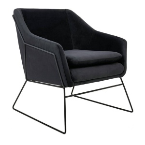 FOTOLIU CONFORTABIL EMMA, NEGRU, DIN CATIFEA SI METAL, STIL MODERN - Img 4
