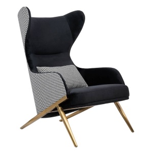 FOTOLIU CONFORTABIL HAMPTON, ALB/NEGRU/AURIU, TAPITAT IN CATIFEA, STIL MODERN B2 - Img 1