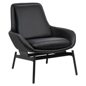 FOTOLIU CONFORTABIL LAZY, NEGRU, DIN PIELE ECOLOGICA SI METAL, STIL MODERN - Img 3